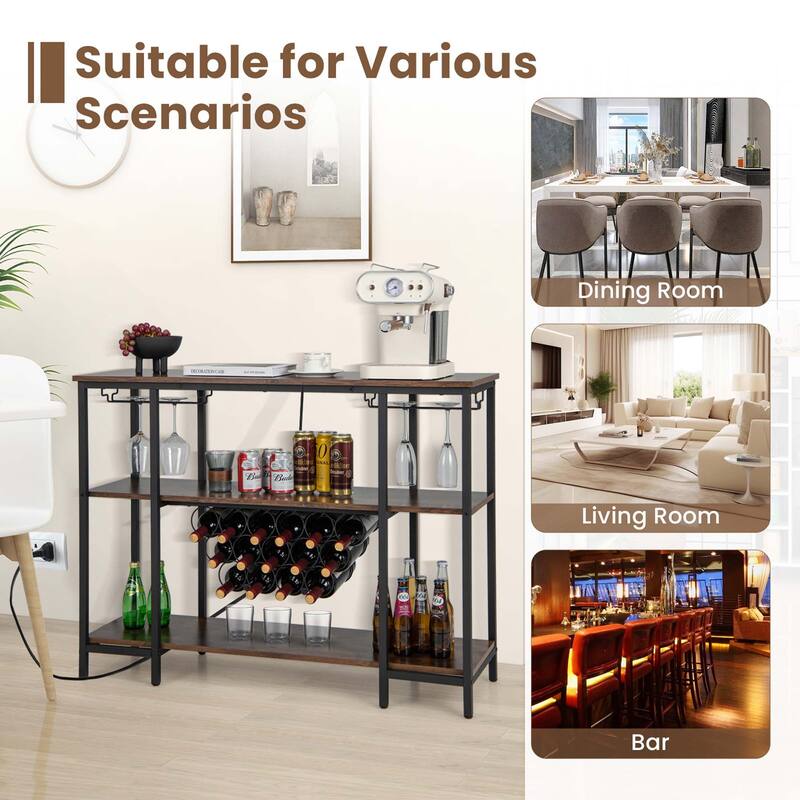 Costway Wine Cabinet Bar Table Rack Table for Drinks Glasses with - See Details