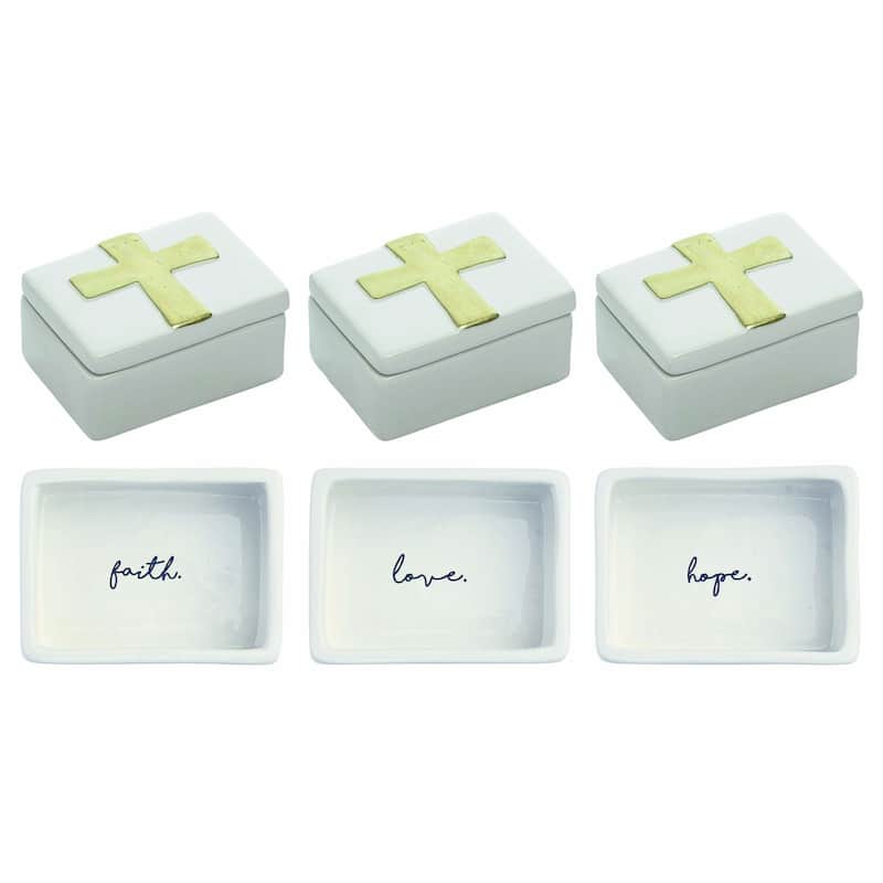 Transpac Ceramic Cross Box Set of 3 Spring Home Decorations