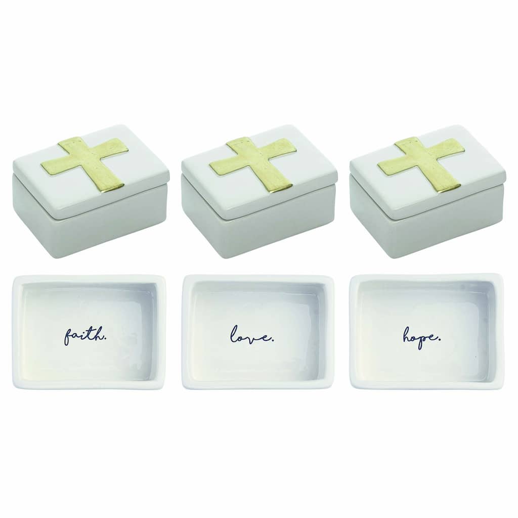 Transpac Ceramic Cross Box Set of 3 Spring Home Decorations