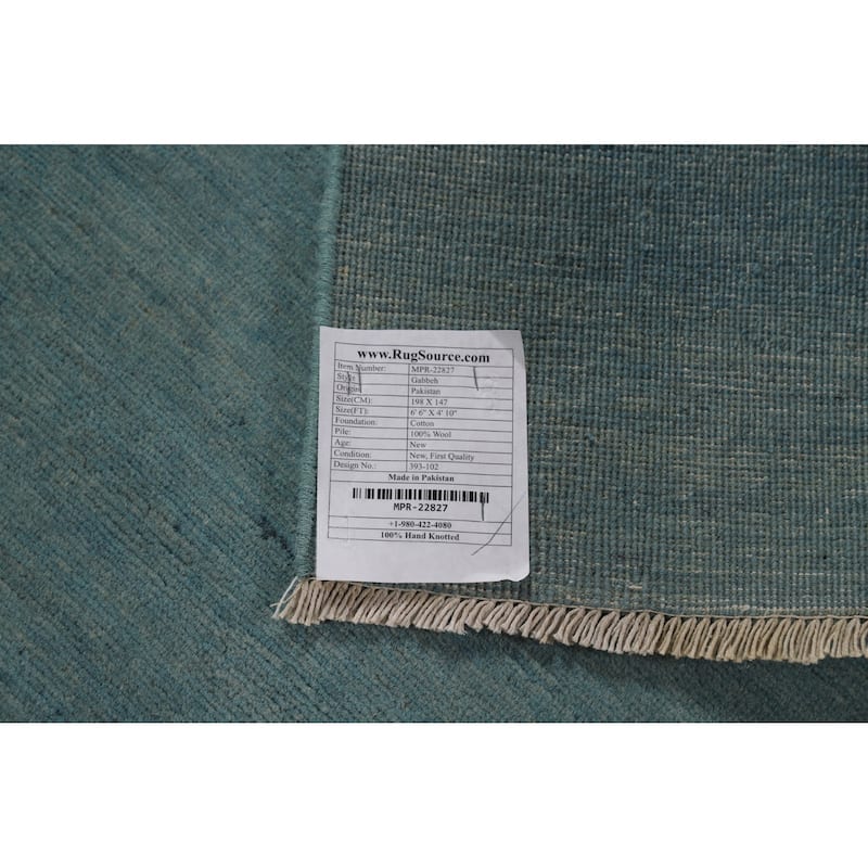 Modern Blue Gabbeh Oriental Area Rug Handmade Wool Carpet - 4'10" x 6'6"