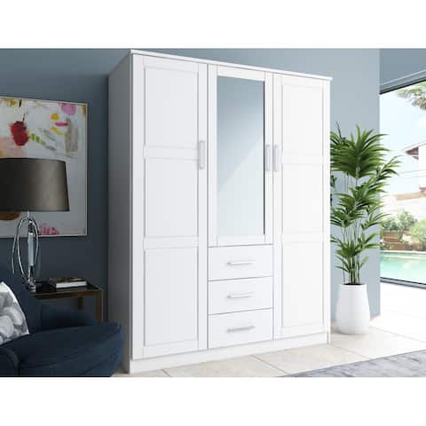 Cosmo 100-percent Solid Wood Wardrobe with Mirror