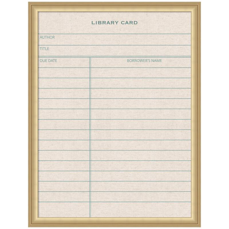 Kate and Laurel Framed Fabric Pinboard Linen Library Card Wall Organization - 20 x 26 - Gold