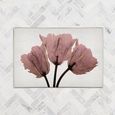 Blush Pink Tulips X-Ray Chenille Accent Rug