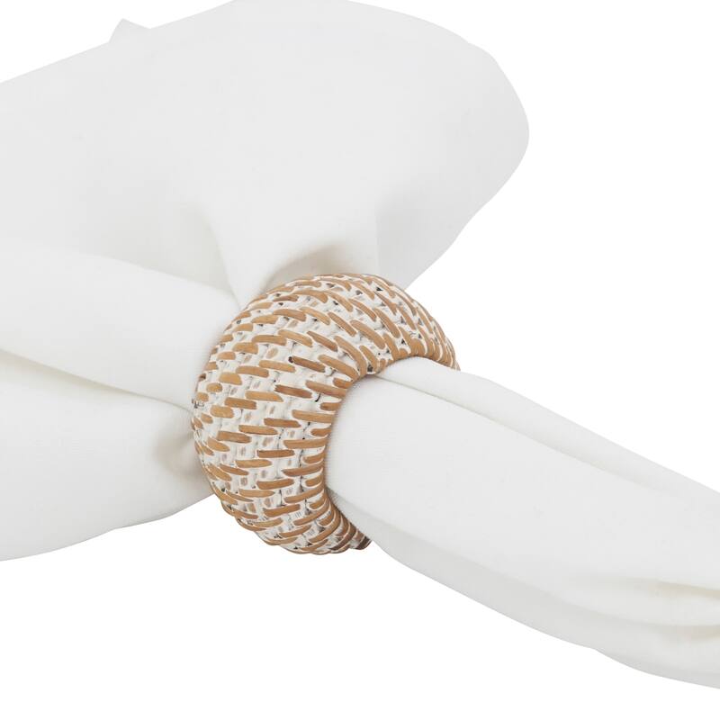 Rattan Napkin Rings With Woven Design (Set of 4)