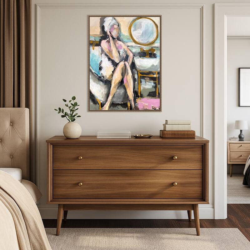 Bathroom Conversation by Magdalena Krzak (23 x 30 in.), Framed Canvas Wall Art Print