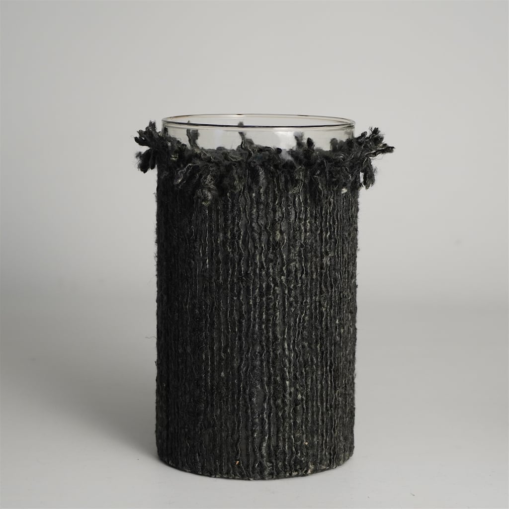 Textured Glass Votive Candle Holder - 10" - Charcoal Gray