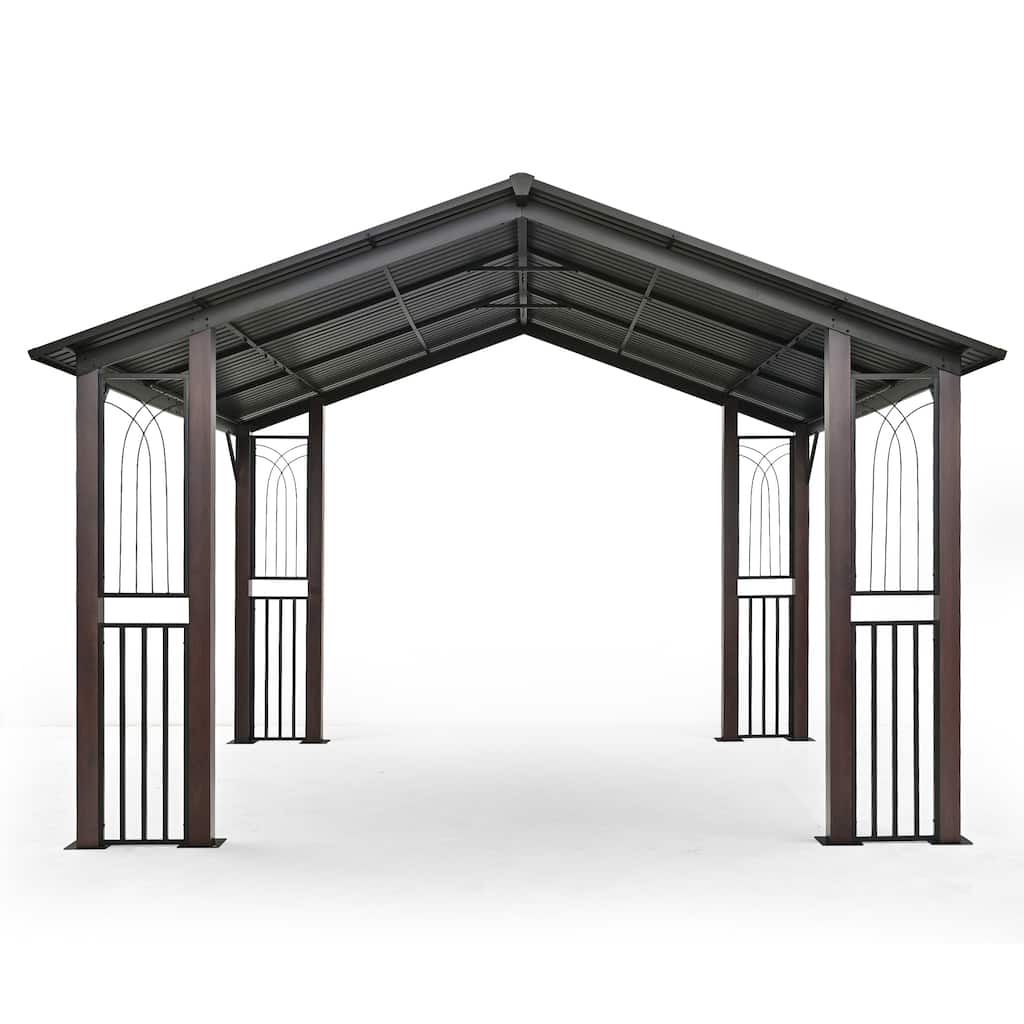 11ft. x 13ft. Aluminum Galvanized Patio Gazebo with Unique Screen