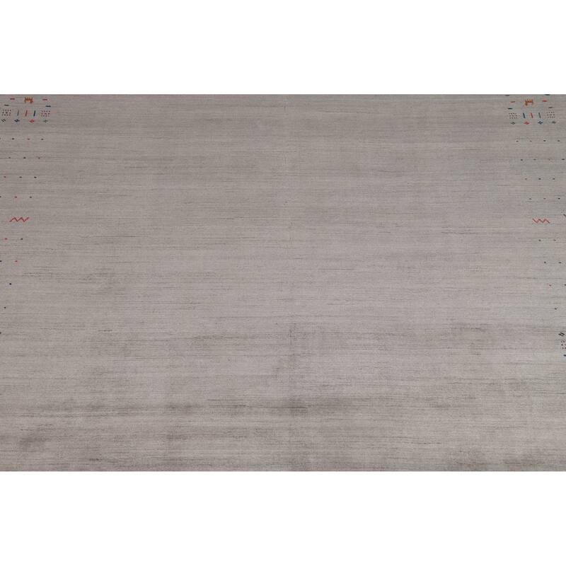 Tribal Gray Gabbeh Indian Area Rug Handmade Wool Carpet - 9'3" x 12'0"