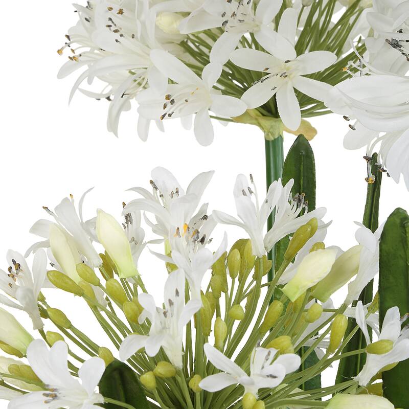 Artificial Agapanthus Floral Centerpiece in a Glossy Planter - 38.5" - White and Green
