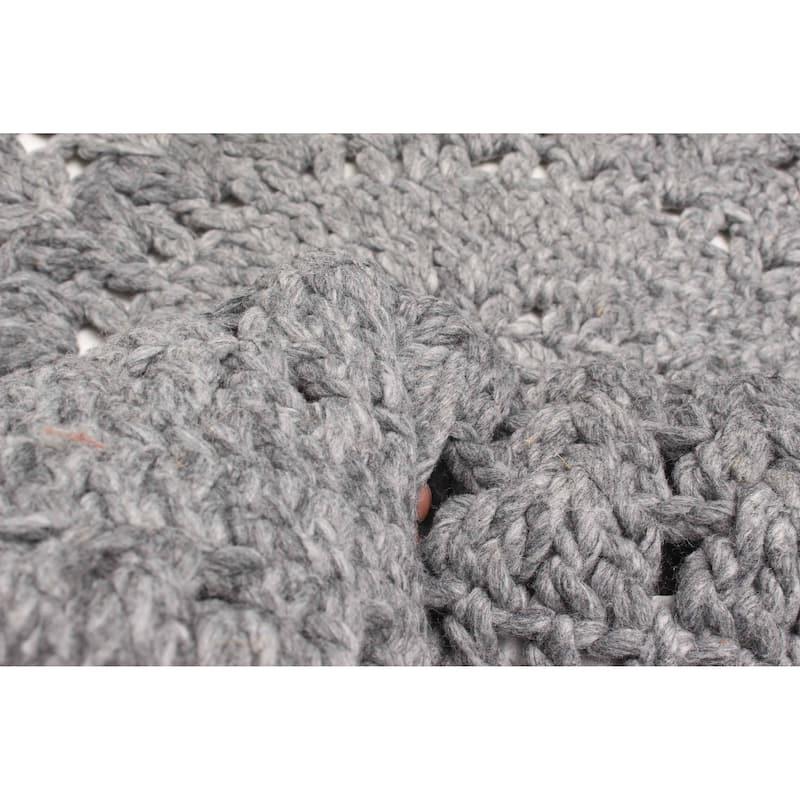ECARPETGALLERY Braid weave Sienna Grey Wool Rug - 3'4 x 3'4