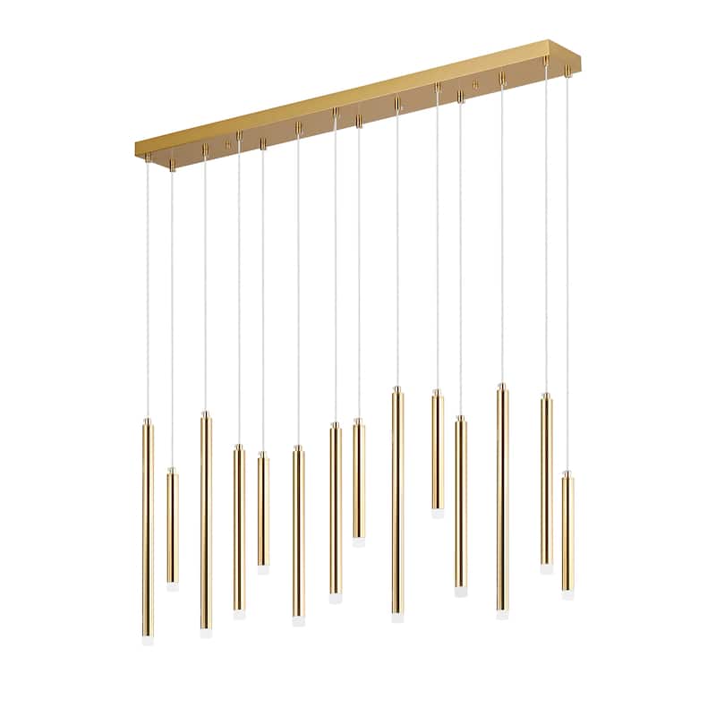 14 Light Linear LED Integrated in Black or Gold Cluster Chandelier, Luxury Kitchen Island Dining Room Pendant - Gold