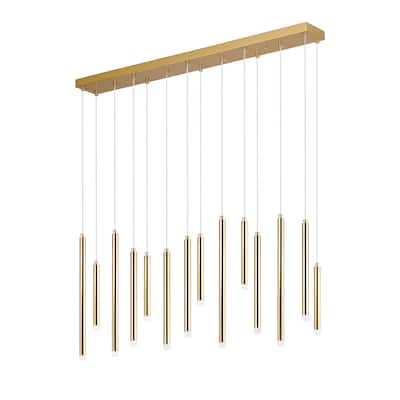 14 Light Linear LED Integrated in Black or Gold Cluster Chandelier, Luxury Kitchen Island Dining Room Pendant