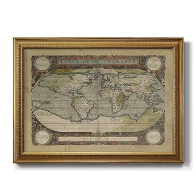 Embellished Antique World Map Premium Framed Canvas- Ready to Hang