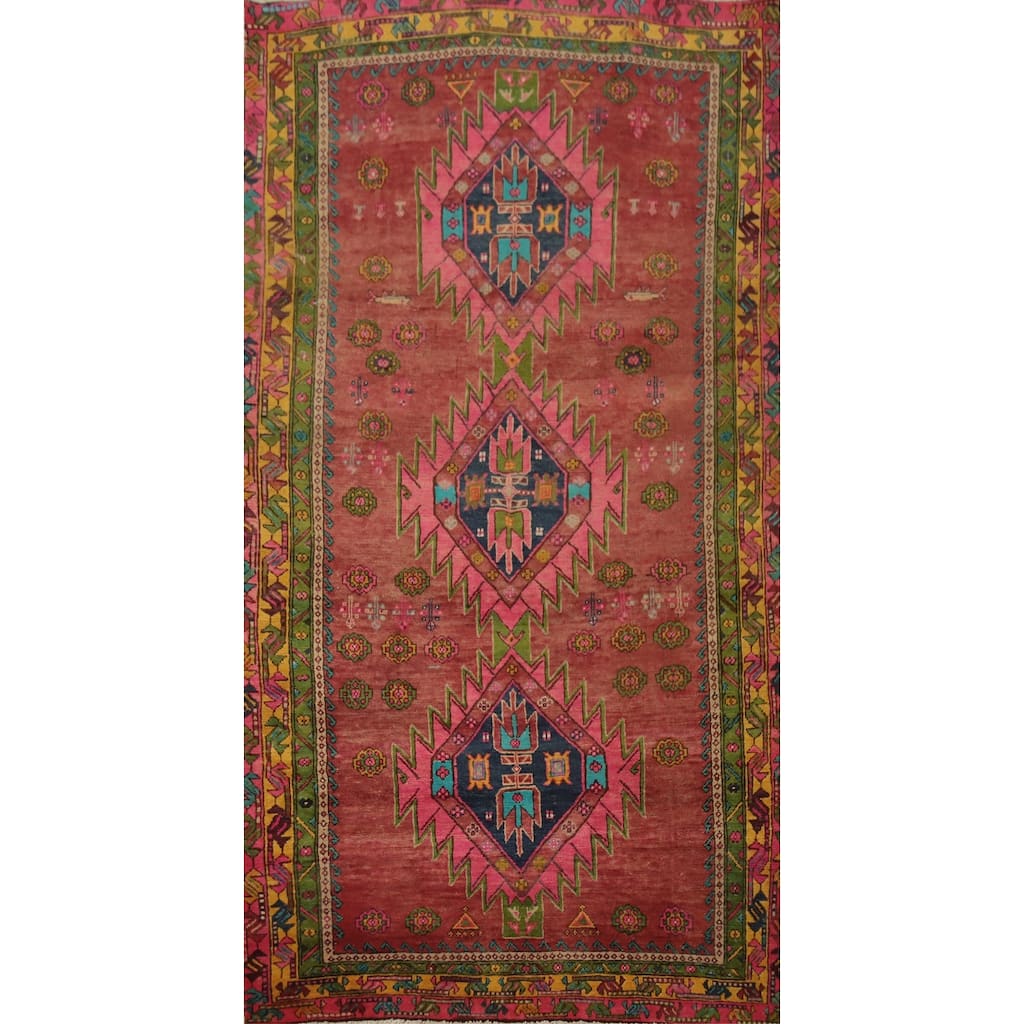 Hand Knotted Oriental 100% Wool Carpet Traditional Geometric Red Meshkin Area Rug - 7' 7'' X 4' 1''