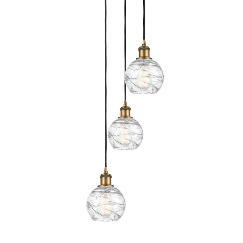 Innovations Lighting 113B-3P-18-13 Athens Pendant Athens 3 Light 13" - Brushed Brass / Clear Deco Swirl