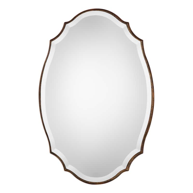 The Gray Barn Wilset Gold-leaf Decorative Oval Mirror by Grace Feyock - 19.875x30x0.47