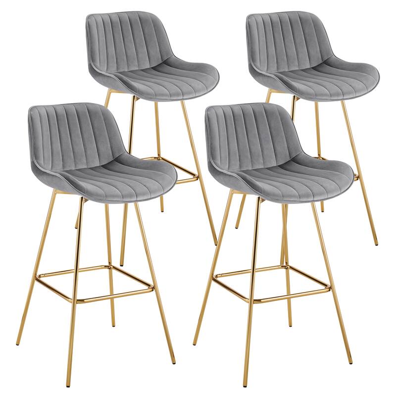 Art Leon Modern Swivel Velvet Barstool (Set of 4) - Grey