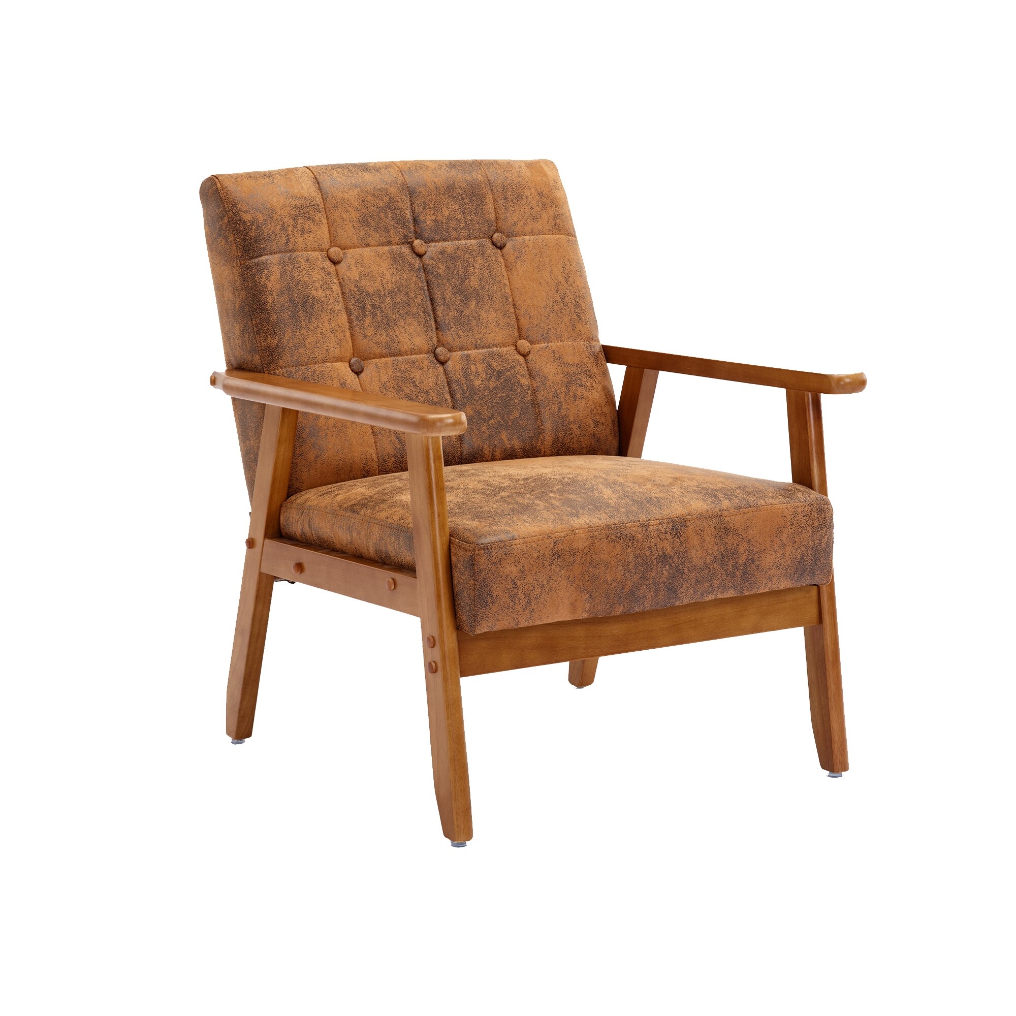 3 Pcs Microsuede Arm Chairs Set of 2 Accent Chairs with Side Table