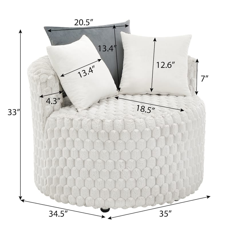 Plush 3D Upholstered Barrel Accent Chair