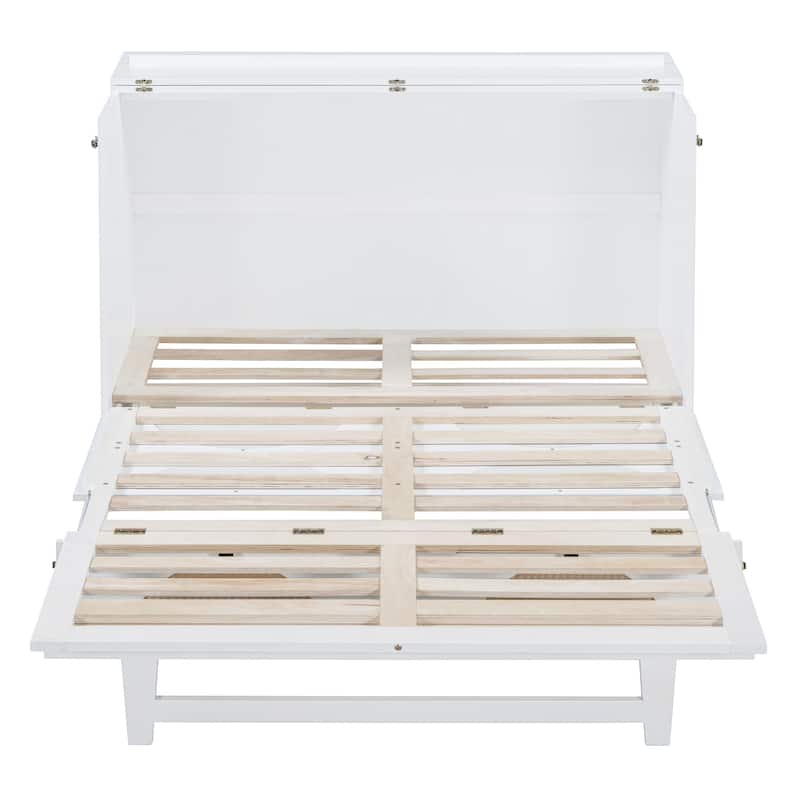 Full Size Murphy Bed with Large Drawer,USB Ports and Outlets