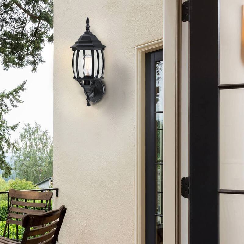1-Light 16.87-in Matte Black or White Outdoor Wall Lantern Sconce