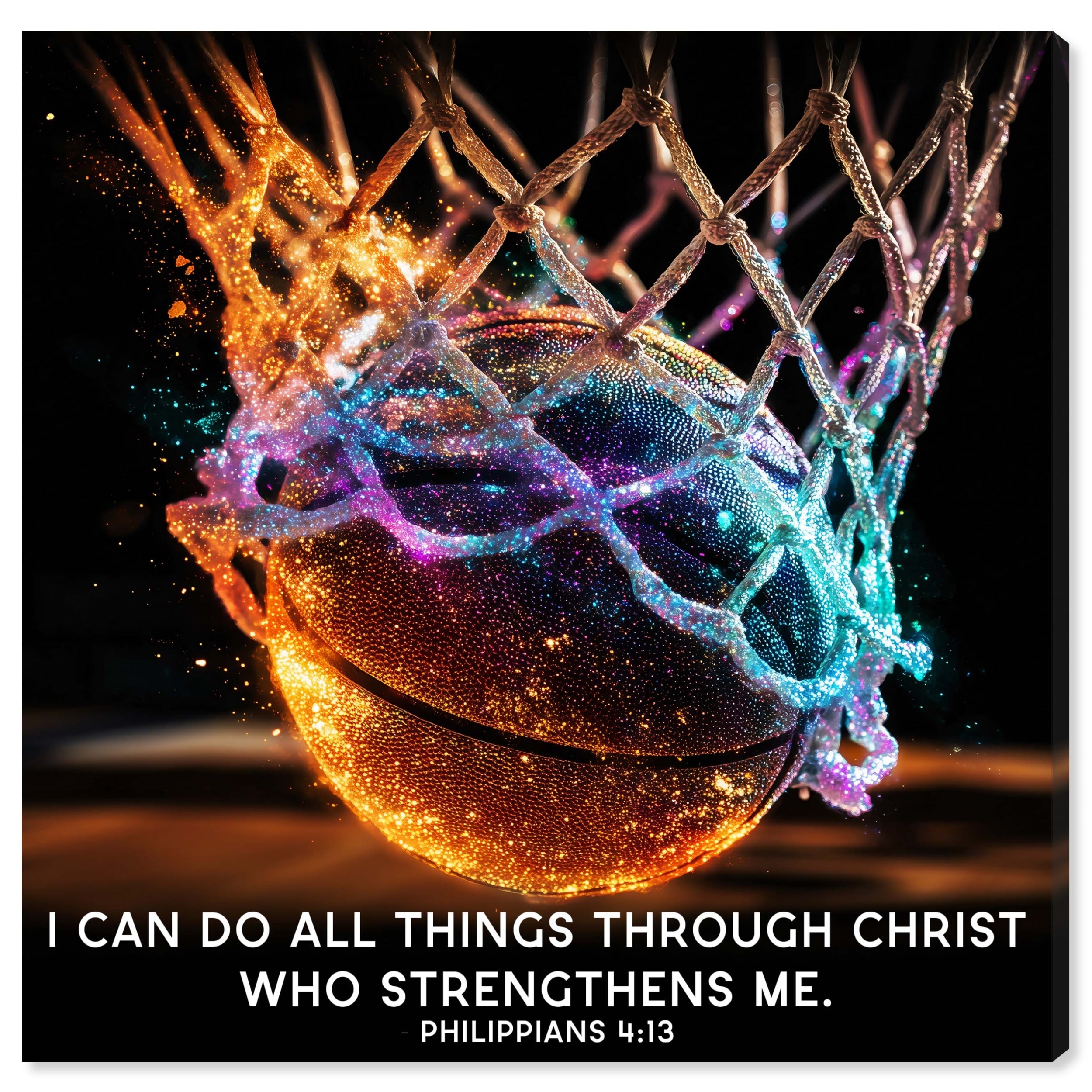 Basketball I can Do All Religious Wall Art Canvas Print by Art Remedy