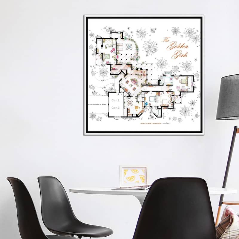 iCanvas "Floorplan From The Golden Girls" by TV Floorplans & More Framed Canvas Print