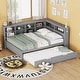 preview thumbnail 25 of 105, L-shape Daybed Wooden Sofa Bed Corner Bed with Bookcase Guardrail Built-in USB Charging Ports, Space-saving Bed