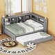 preview thumbnail 20 of 34, Wooden Twin Size DayBed with Twin Size Trundle, DayBed with Storage Shelf and USB Charging Ports