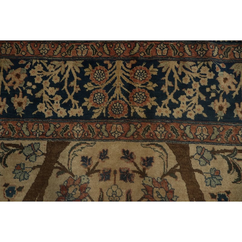 Hand Knotted Oriental 100% Wool Carpet Traditional Floral Beige & Ivories Tabriz (100% Vegetable Dye) Area Rug