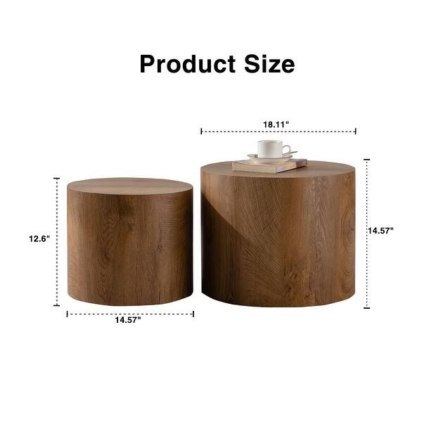 Nesting Coffee Table Set of 2 Round Wooden Coffee Tables Circle Modern ...