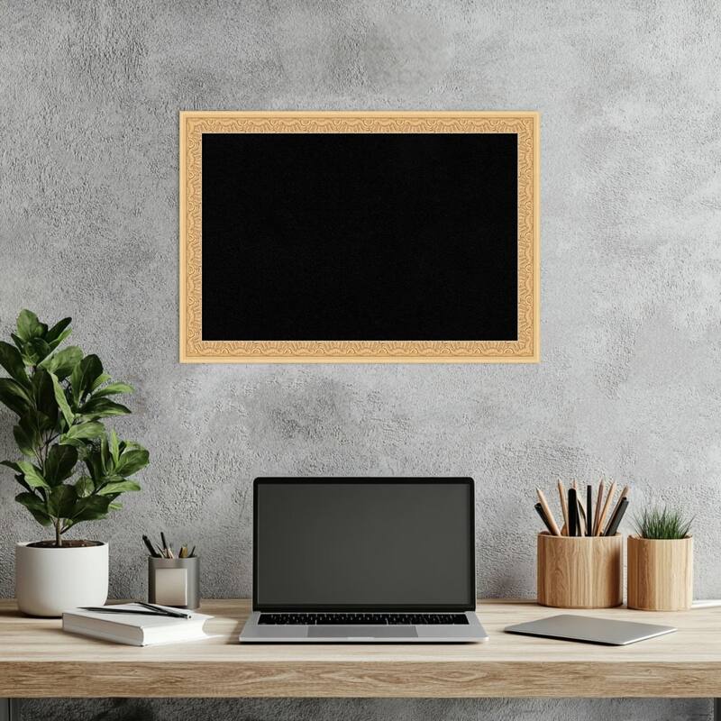 Bethany Gold Wood Framed Cork Board - Bulletin Board, Organization Board, Pin Board
