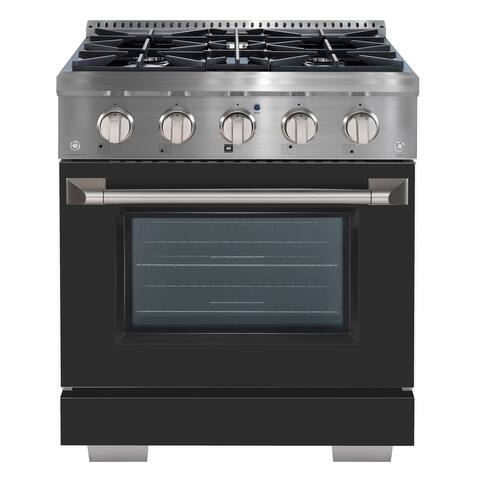 Ancona 30 in. Gas Range and Convection Oven with Black Door