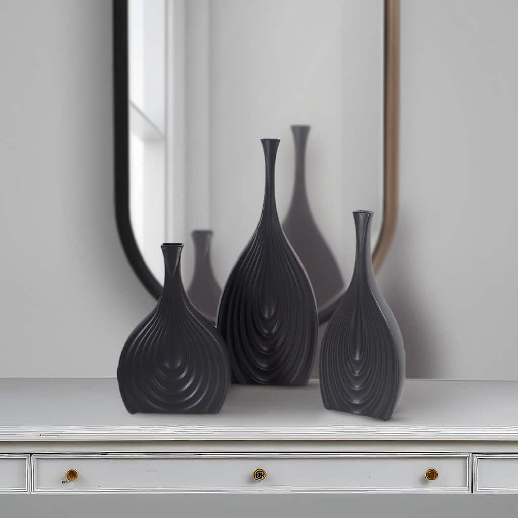 Allan Andrews Tapered Matte Black Ceramic Onion Vase Collection