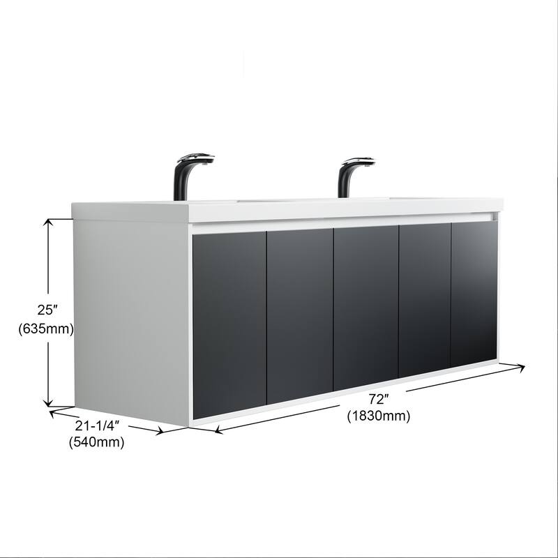 Kennan 72" Double Bathroom Vanity Set with Rectangle Legs