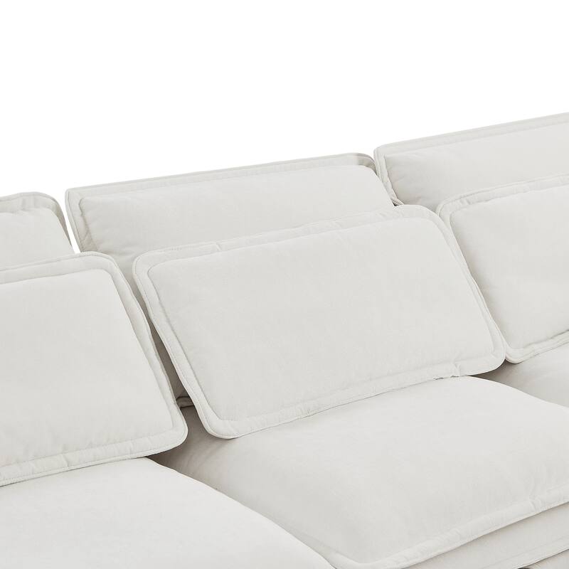 U-Shaped Modular Sectional Sofa with 2 Storage Ottomans, Convertible Sectional Sofa Bed, 6 Seater Sofa with Throw Pillows