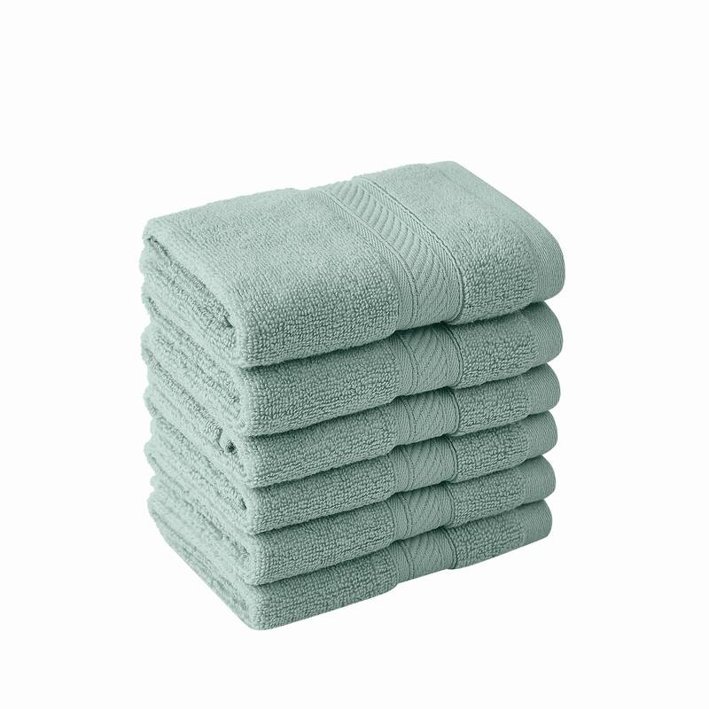 Royal Velvet Regal Plush Towel Collection - 6 Hand Towels - Sea Mist