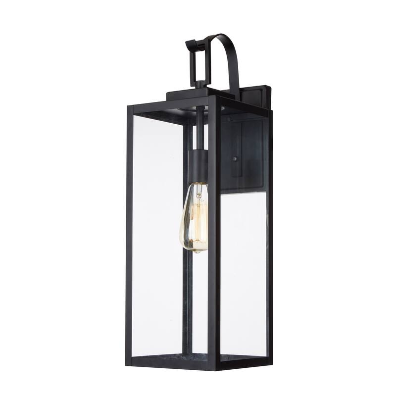 1-Light 22.48in Matte Black Outdoor Wall Lantern with Clear Glass Shade