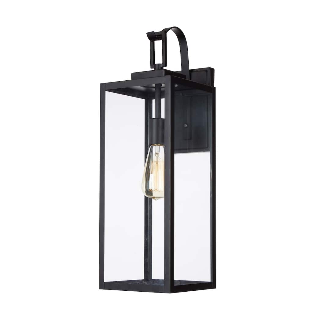1-Light 22.48in Matte Black Outdoor Wall Lantern with Clear Glass Shade