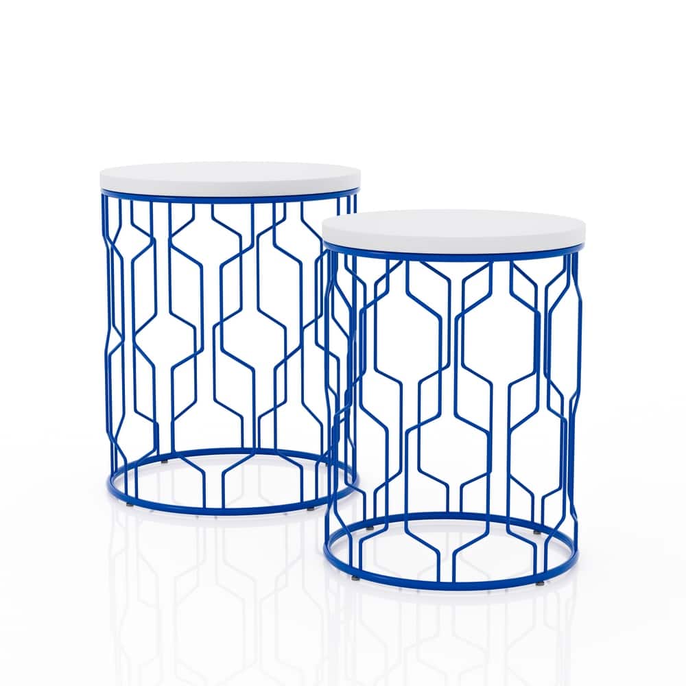 Quarn Modern 16-inch Steel Round 2-Piece Nesting Tables Set by Furniture of America