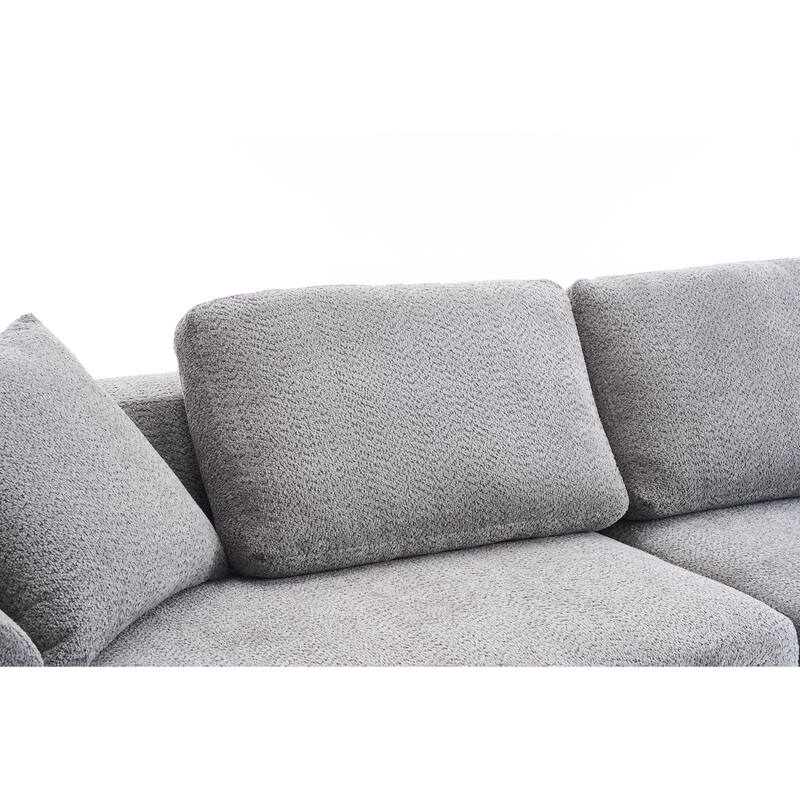4-seater Combined Compression Sofa, Crochet Yarn Fabric, Gray