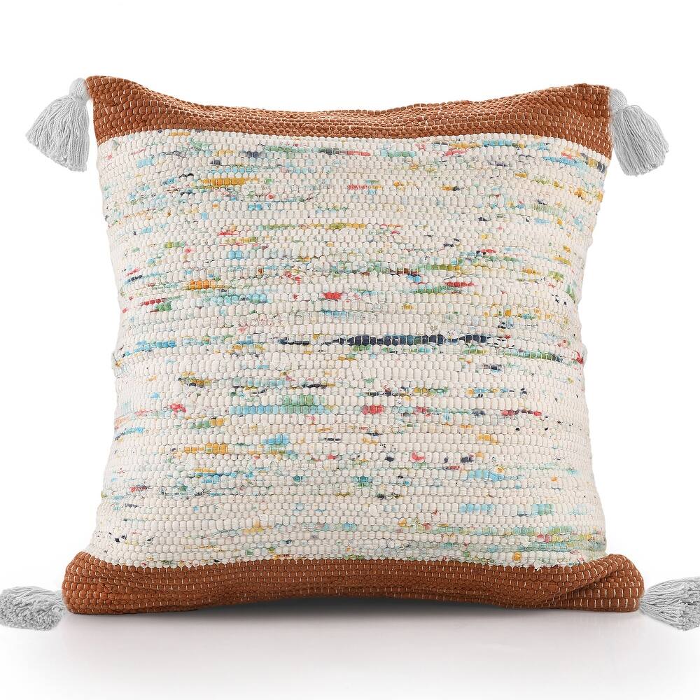 Sevita Handwoven Modern Abstract Cotton Throw Pillow, 20" x 20".