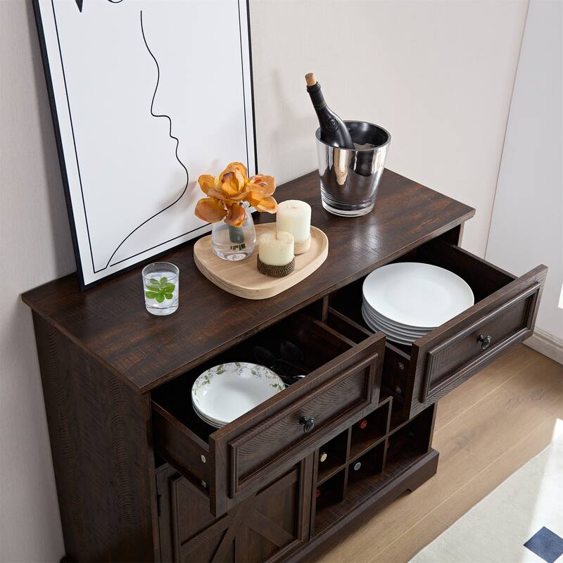 Buffet Sideboard with 2 Drawers and Removable Shelves