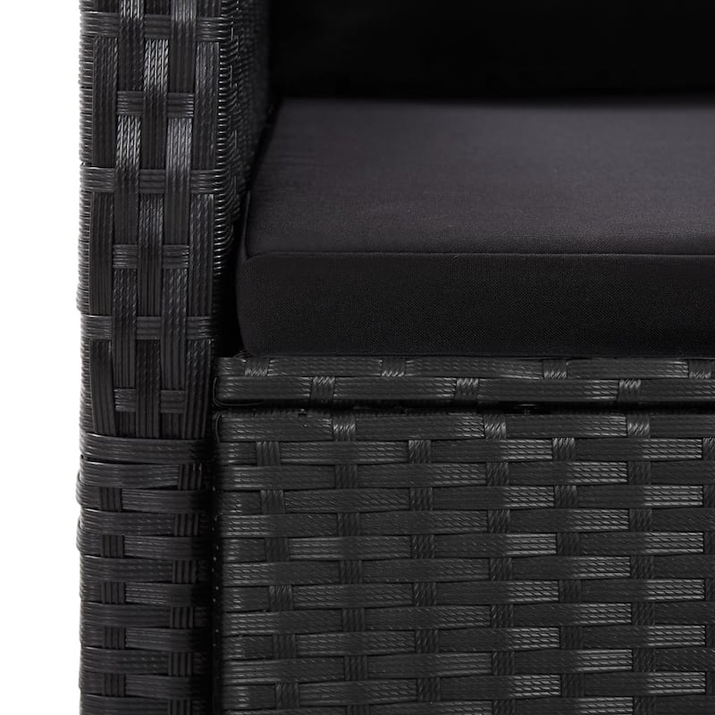 vidaXL Patio Dining Set with Cushions Outdoor Furniture Black Poly Rattan - 35.4 x 94.5 x 29.5
