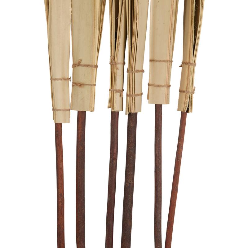 Palm Leaf Tall Home Decor Natural Foliage with Grass and Dark Brown Stems - Light Brown - Roche River Decor