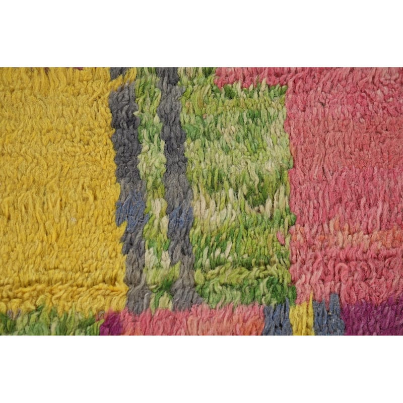 Colorful Checkered Moroccan Oriental Area Rug Handmade Wool Carpet - 6'10" x 10'6"