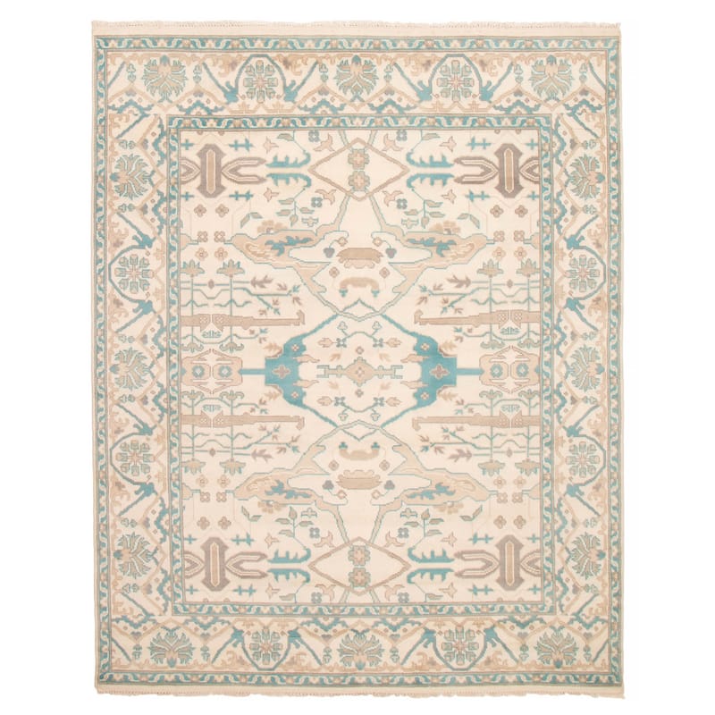 ECARPETGALLERY Hand-knotted Royal Oushak Ivory Wool Rug - 8'0 x 10'0 - Ivory - 8'0 x 10'0