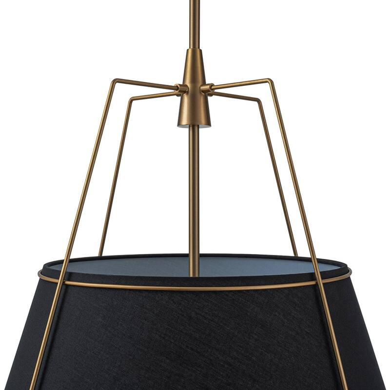 Mid Century 4-Light Conical Fabric Shade Lantern Pendant Ambient Light