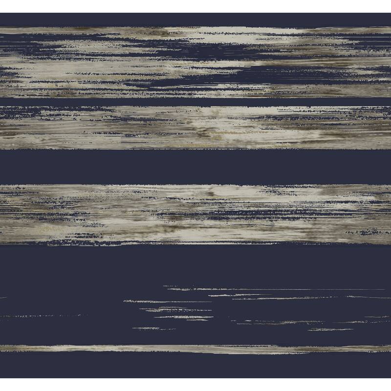 Kemper, Horizontal Dry Brush Wallpaper, 27 in x 27 ft = 60.75 sq ft, Wallpaper Roll - Navy