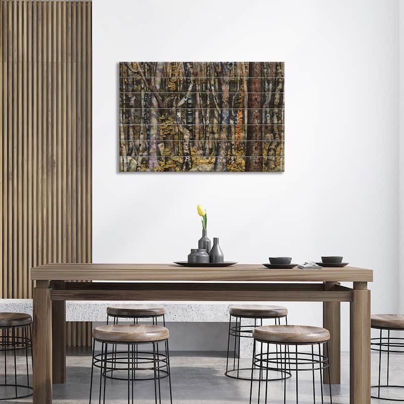 Copse Print On Wood by Maggie Vandewalle - Multi-Color